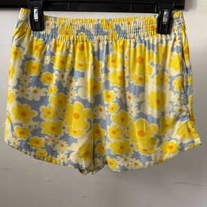 RVCA Yellow and Gray Floral Women's Athletic Shorts